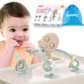 Happi2U Baby Teething Toys High Chair Toy with Suction Cup for Infant Toddlers 6 12 18 24 Month Food Grade Silicone Teether with Oak Loop Montessori Sensory Educational Baby Bath Toy Gifts (Green)
